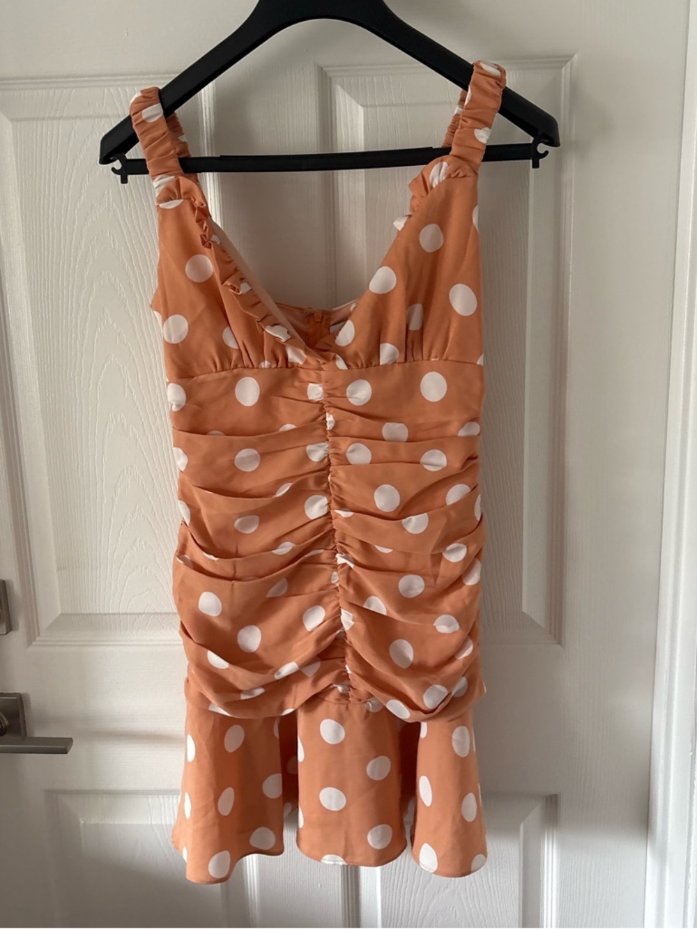 Moodie Polka Dot Peach Mini Dress Size S
